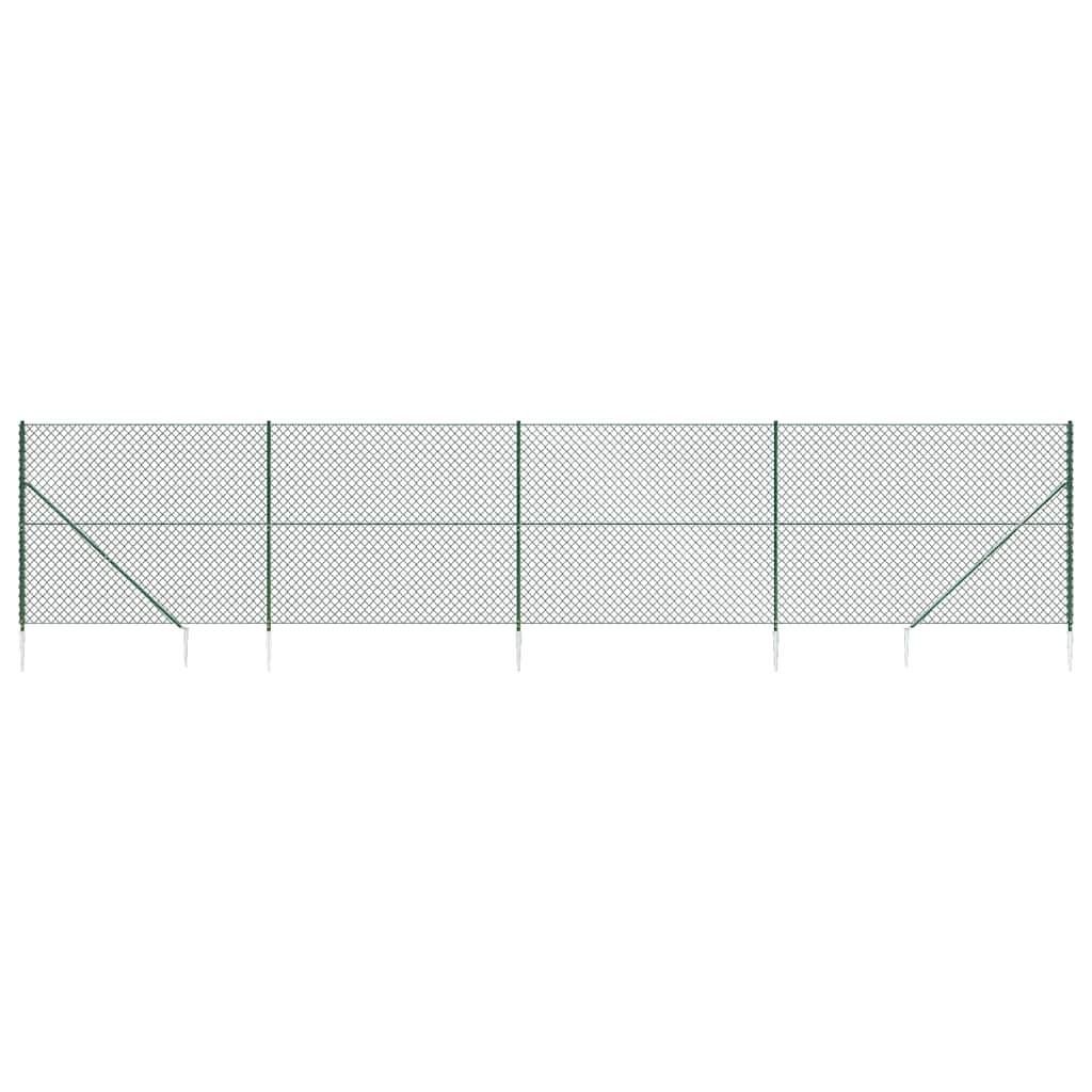 8720845771379_a_en_hd_1 vidaXL Chain Link Fence with Spike Anchors Green 1.4x10 m - Image 2