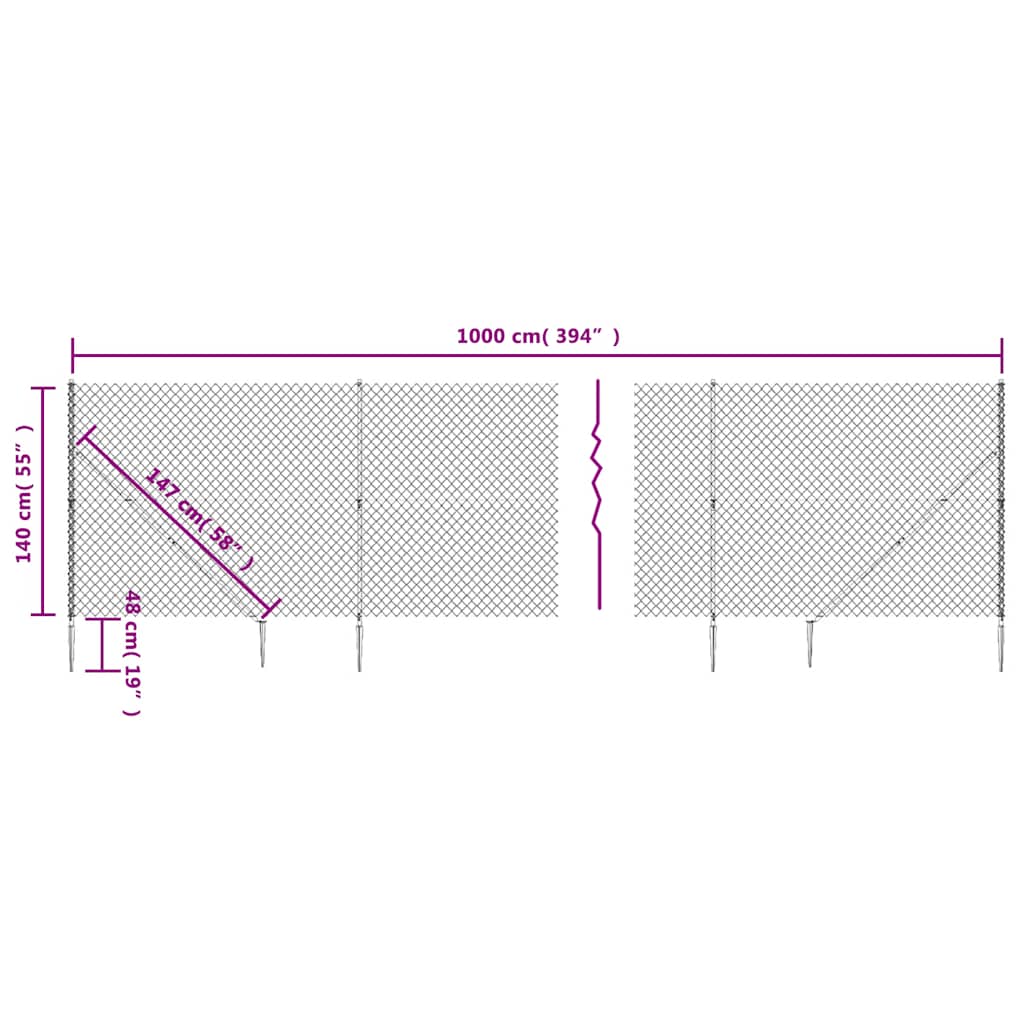 8720845771379_g_en_hd_4 vidaXL Chain Link Fence with Spike Anchors Green 1.4x10 m - Image 6