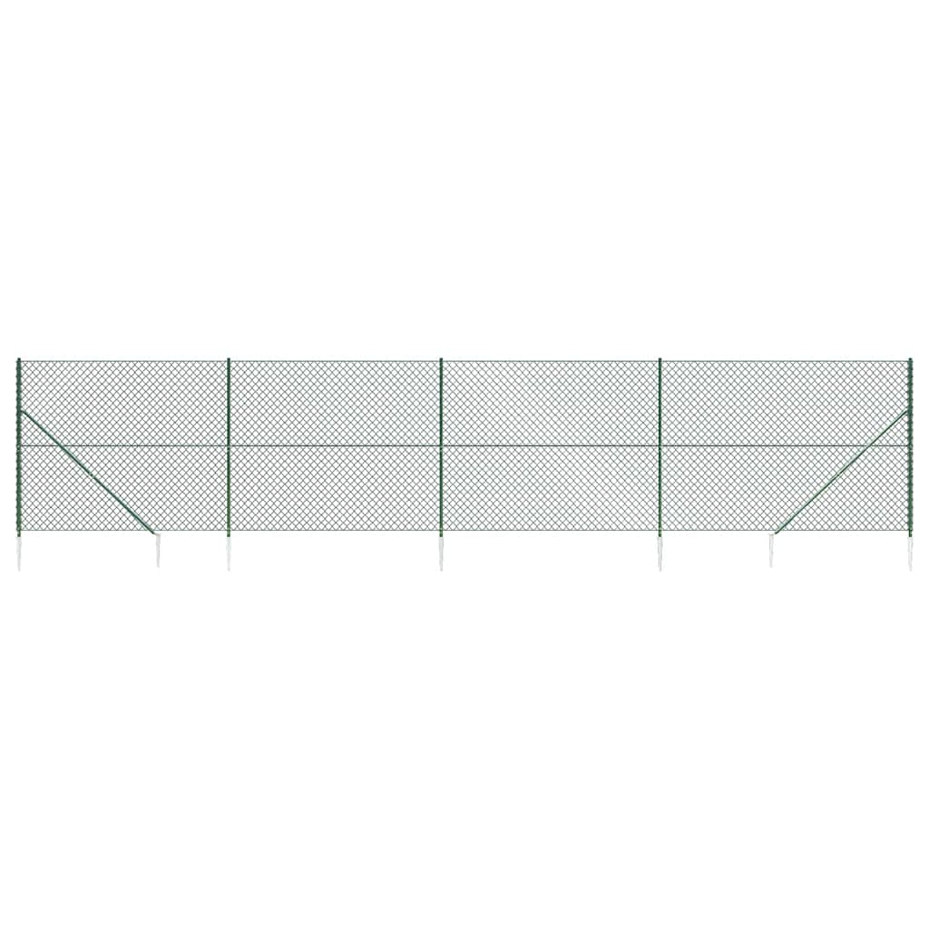 8720845771386_a_en_hd_1 vidaXL Chain Link Fence with Spike Anchors Green 1.6x10 m - Image 2