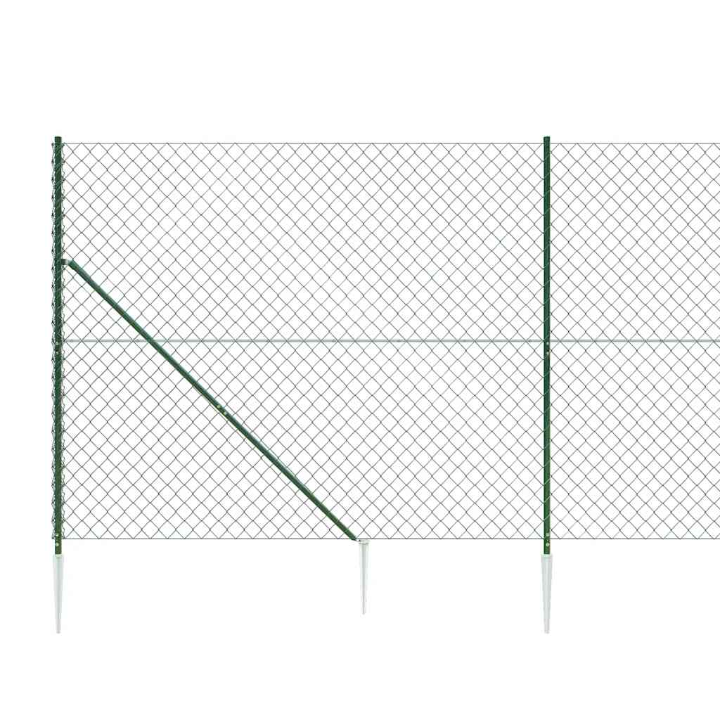8720845771386_g_en_hd_3 vidaXL Chain Link Fence with Spike Anchors Green 1.6x10 m - Image 5