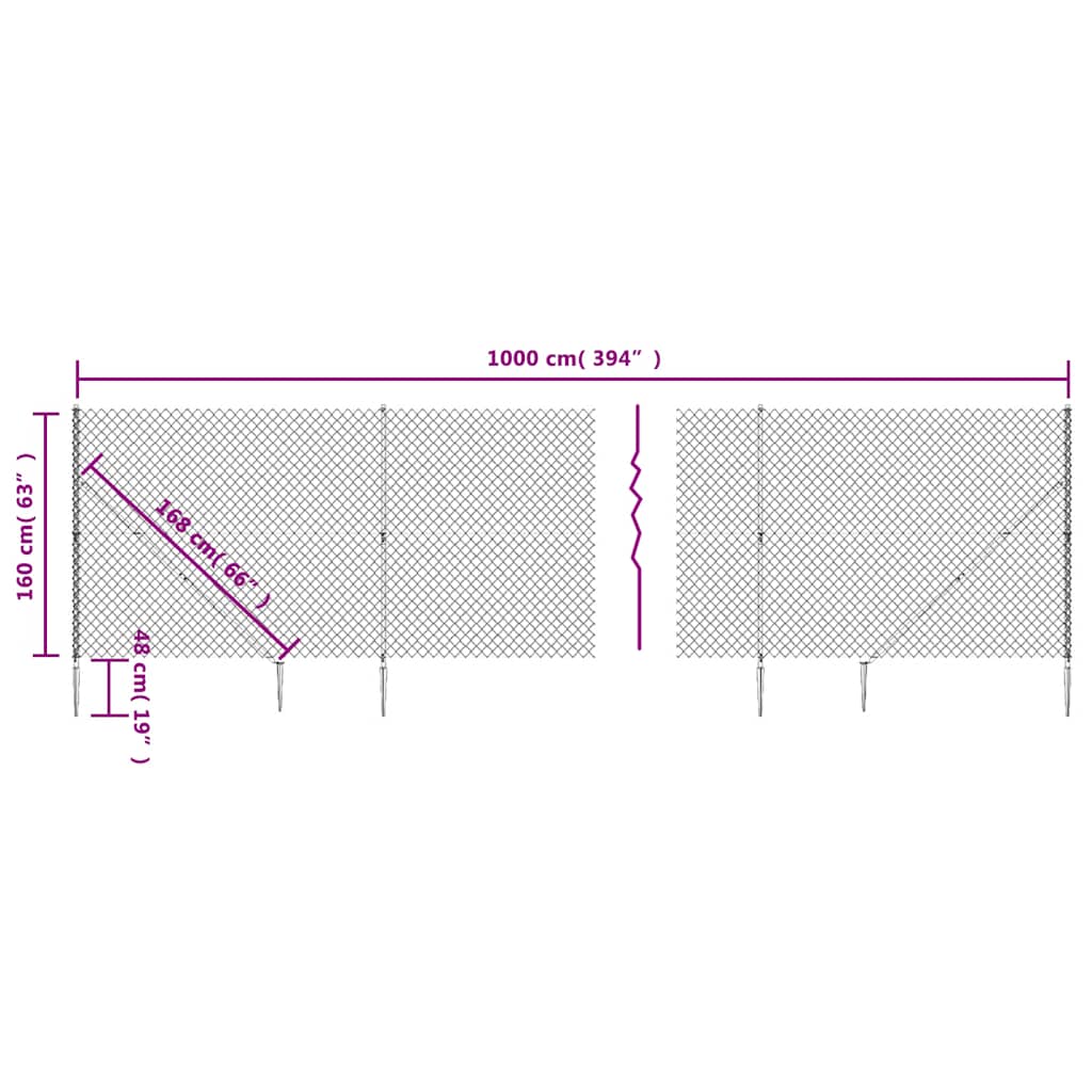 8720845771386_g_en_hd_4 vidaXL Chain Link Fence with Spike Anchors Green 1.6x10 m - Image 6