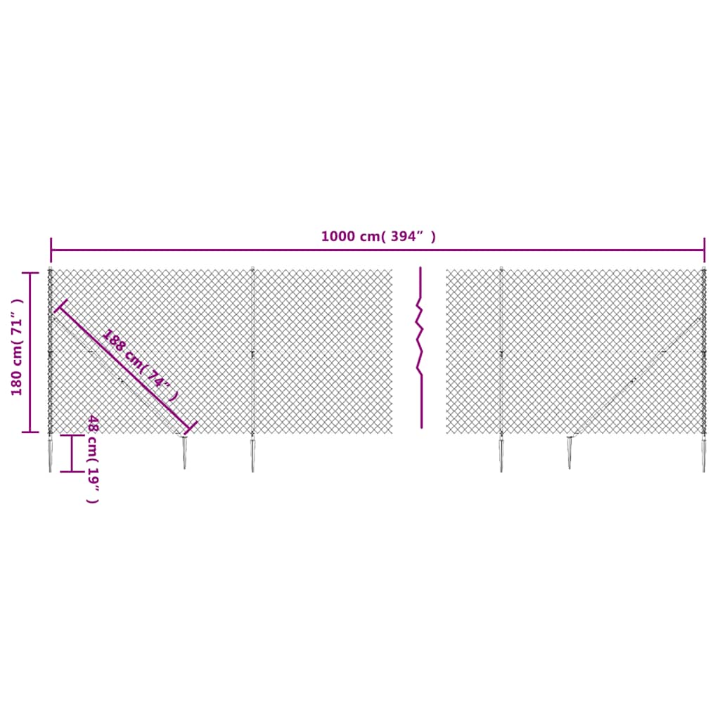 8720845771393_g_en_hd_4 vidaXL Chain Link Fence with Spike Anchors Green 1.8x10 m - Image 6