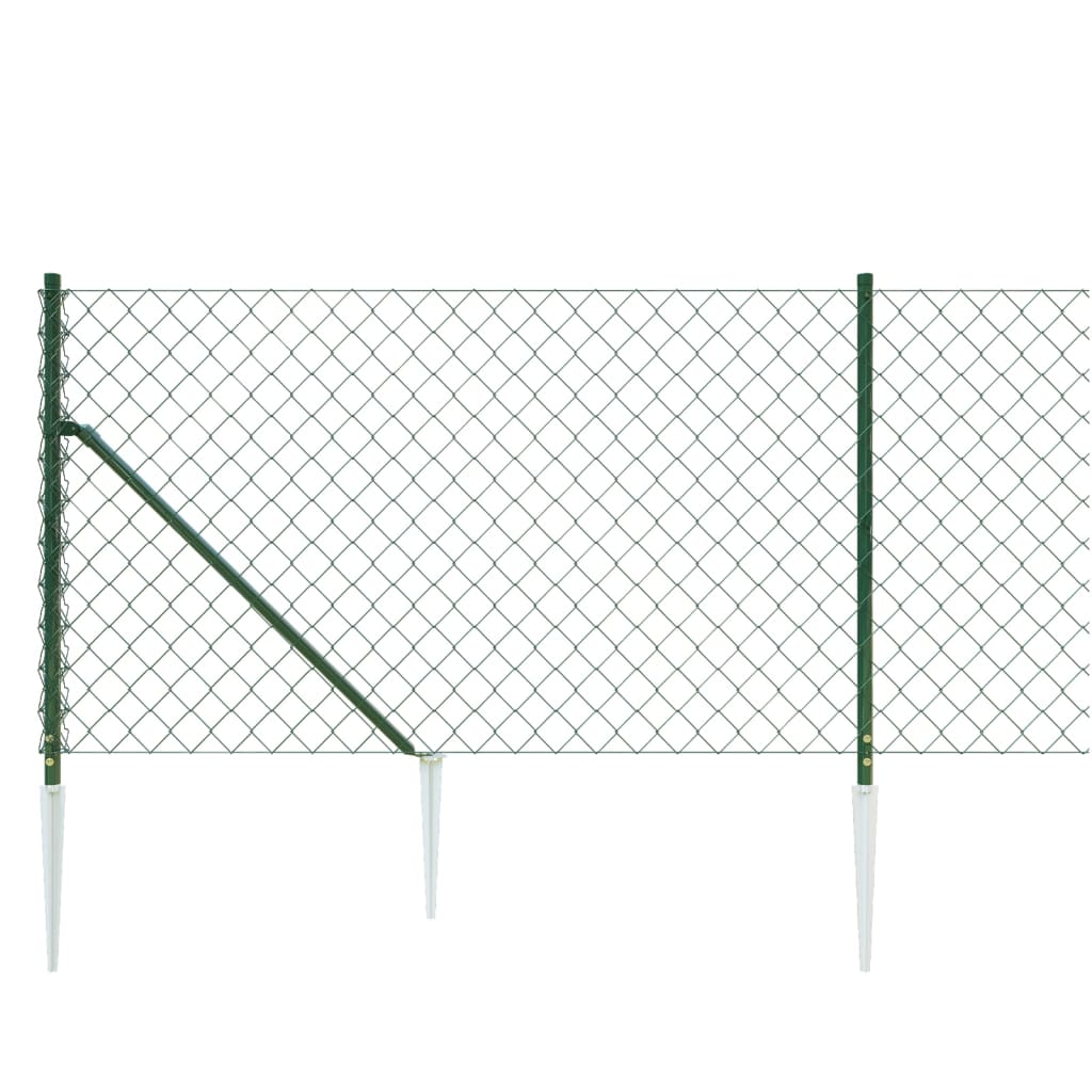 8720845771430_g_en_hd_2 vidaXL Chain Link Fence with Spike Anchors Green 1x25 m - Image 4