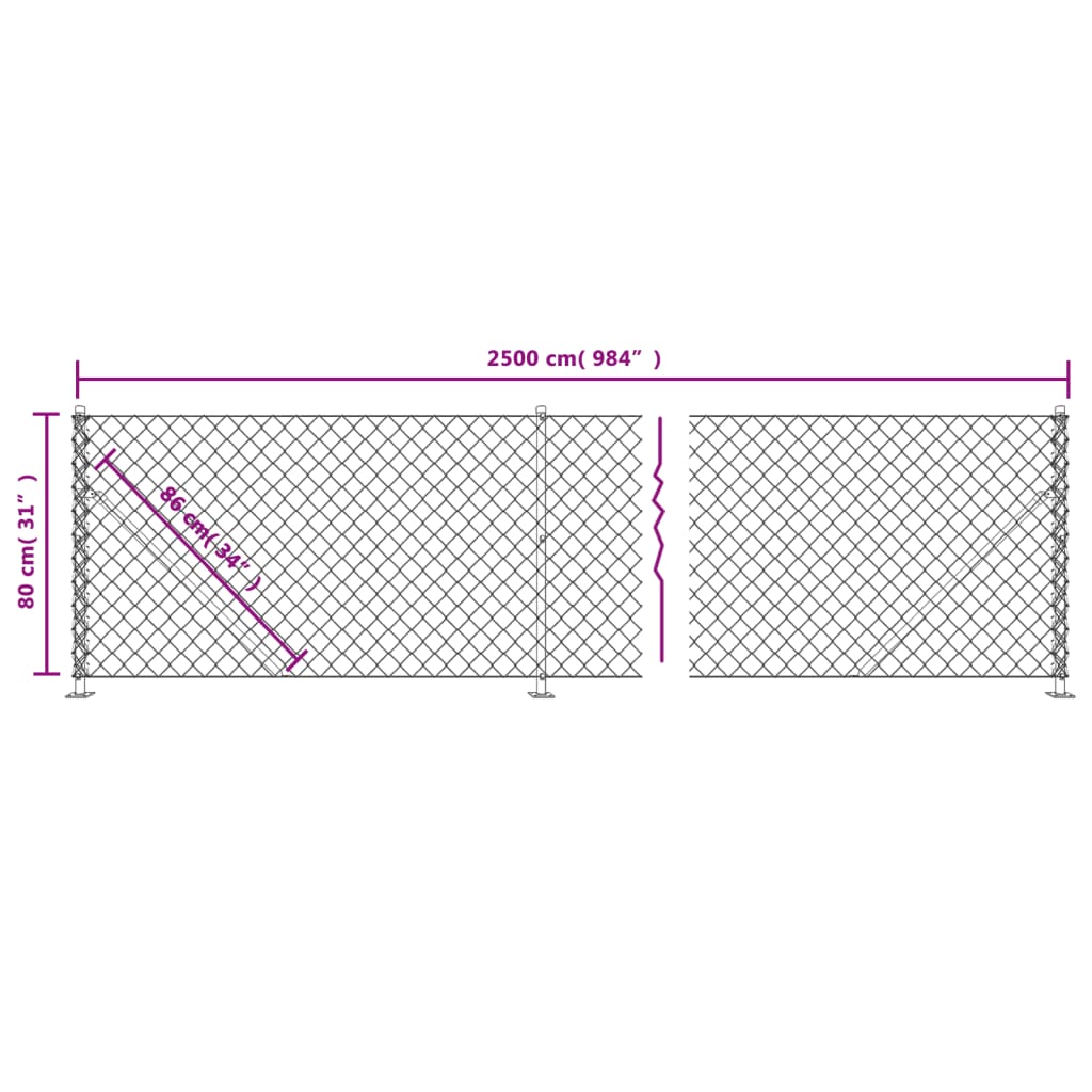 8720845771584_g_en_hd_4 vidaXL Chain Link Fence with Flange Green 0.8x25 m - Image 6