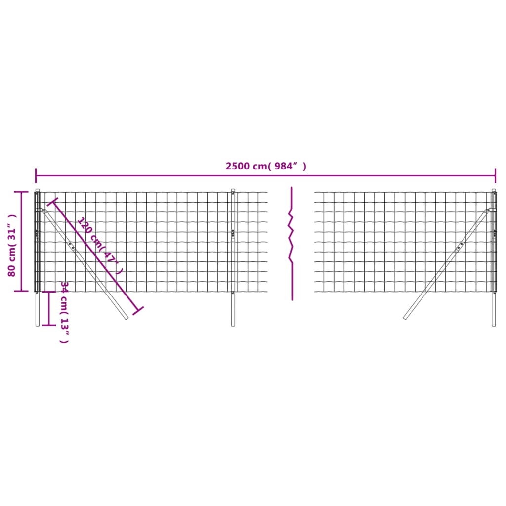 8720845778293_g_en_hd_3 vidaXL Wire Mesh Fence Green 0.8x25 m Galvanised Steel - Image 5