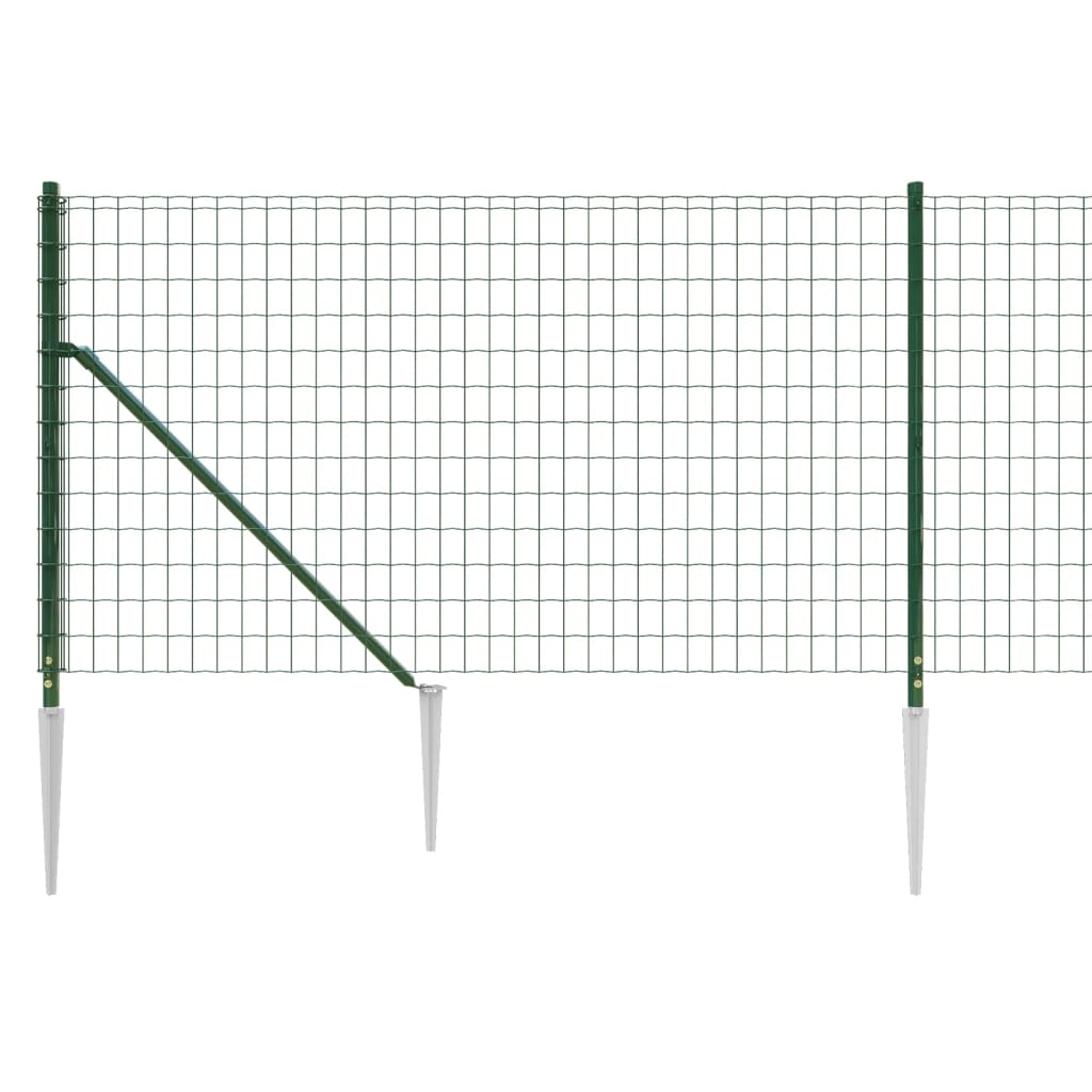 8720845778460_g_en_hd_2 vidaXL Wire Mesh Fence with Spike Anchors Green 1x25 m - Image 4