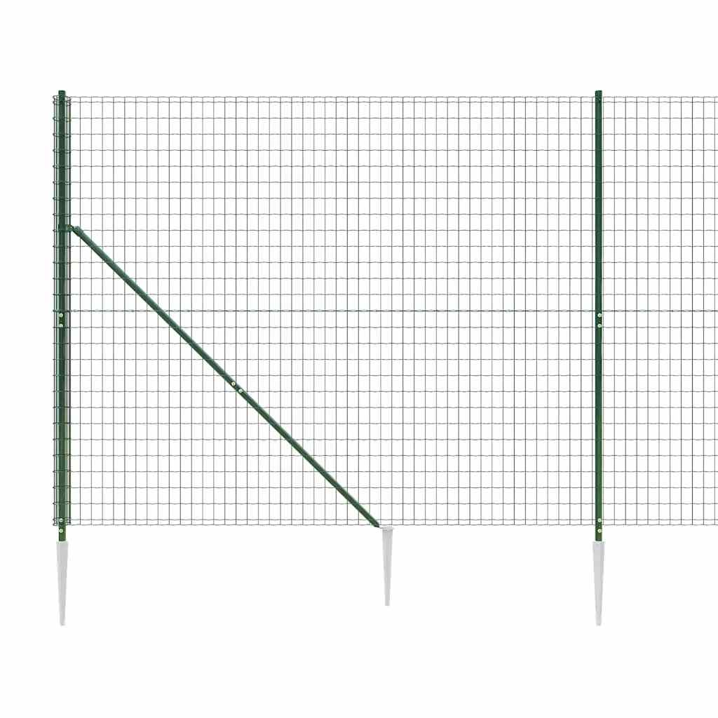 8720845778484_g_en_hd_3 vidaXL Wire Mesh Fence with Spike Anchors Green 1.4x25 m - Image 5