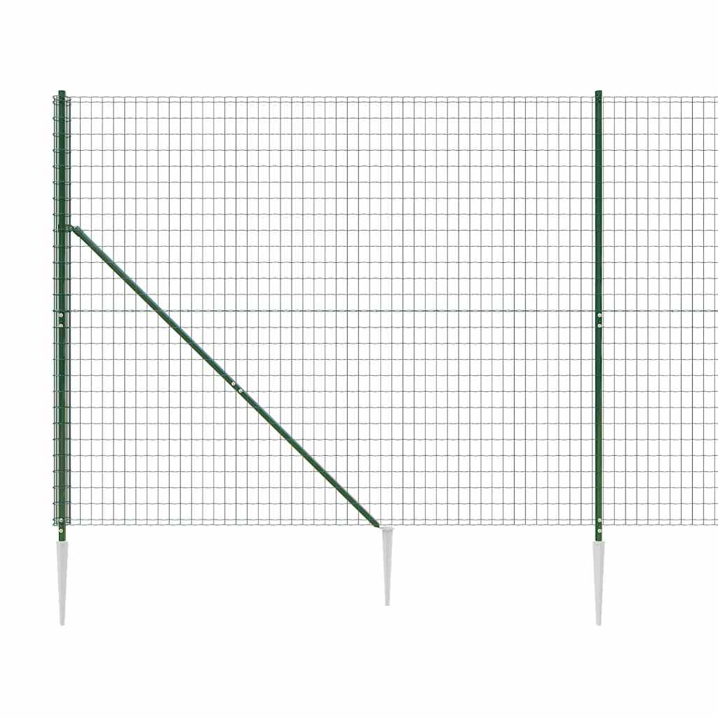8720845778491_g_en_hd_3 vidaXL Wire Mesh Fence with Spike Anchors Green 1.6x25 m - Image 5