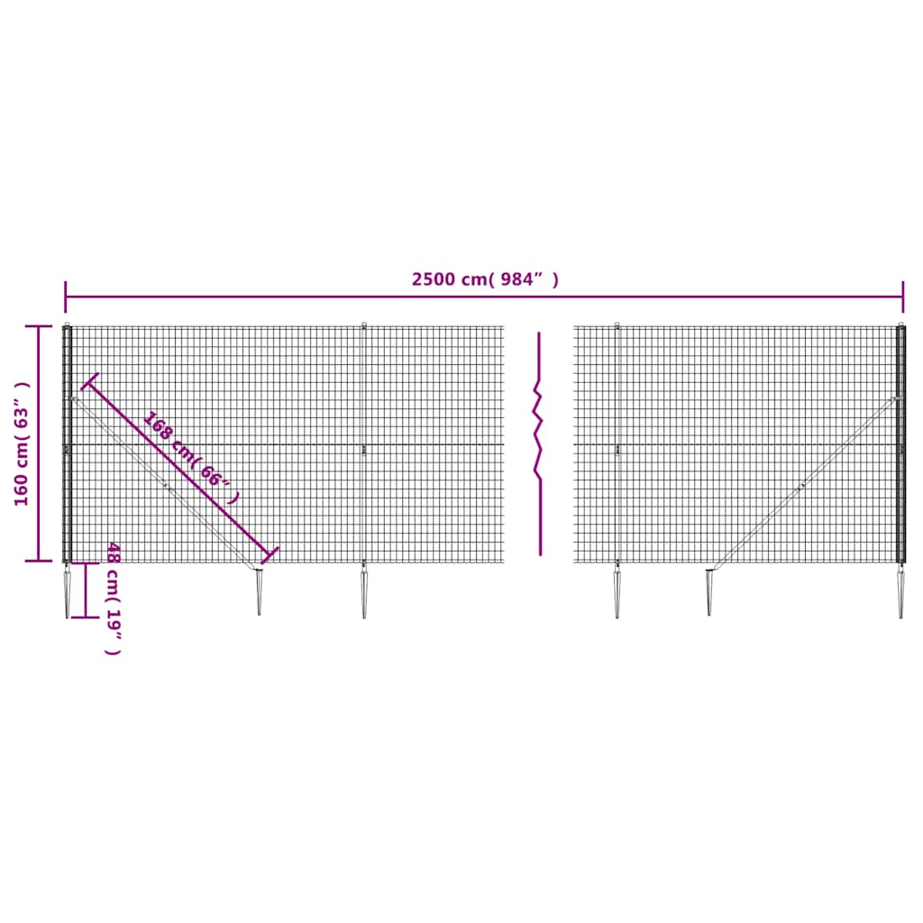 8720845778491_g_en_hd_4 vidaXL Wire Mesh Fence with Spike Anchors Green 1.6x25 m - Image 6