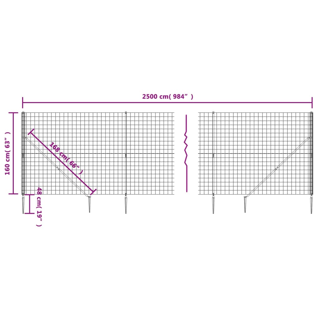 8720845778811_g_en_hd_3 vidaXL Wire Mesh Fence with Spike Anchors Green 1.6x25 m - Image 5
