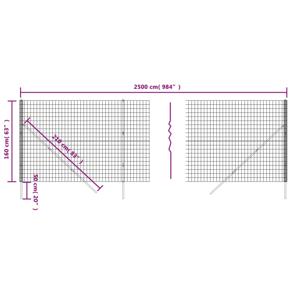 8720845779610_g_en_hd_3 vidaXL Wire Mesh Fence Anthracite 1.6x25 m Galvanised Steel - Image 5