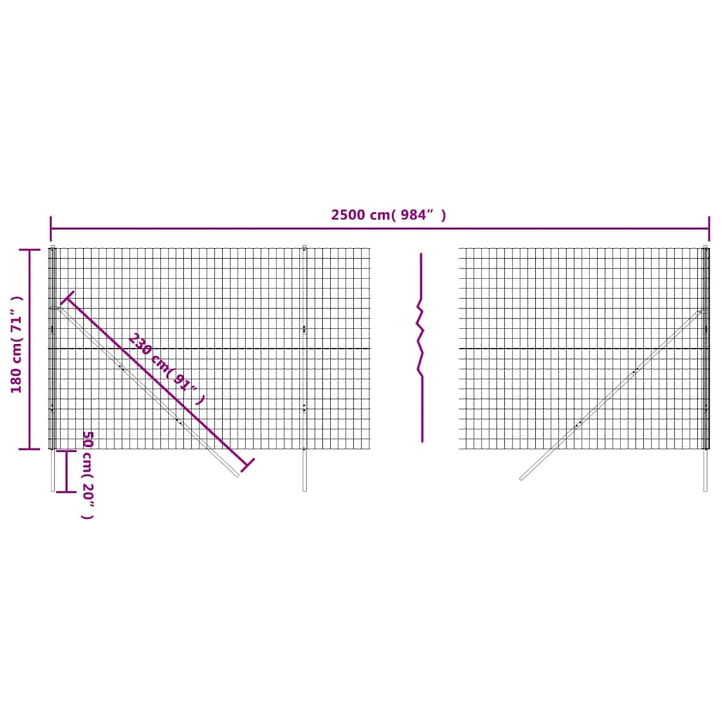 8720845779627_g_en_hd_4 vidaXL Wire Mesh Fence Anthracite 1.8x25 m Galvanised Steel - Image 6