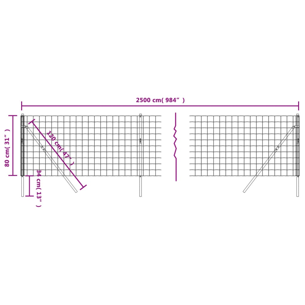 8720845779733_g_en_hd_3 vidaXL Wire Mesh Fence Anthracite 0.8x25 m Galvanised Steel - Image 5