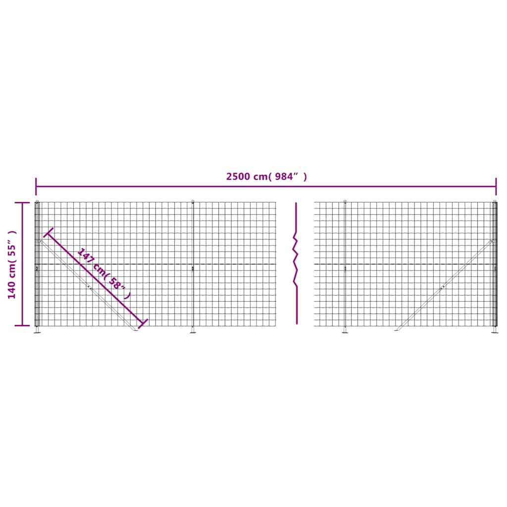 8720845780722_g_en_hd_5 vidaXL Wire Mesh Fence with Flange Anthracite 1.4x25 m - Image 7