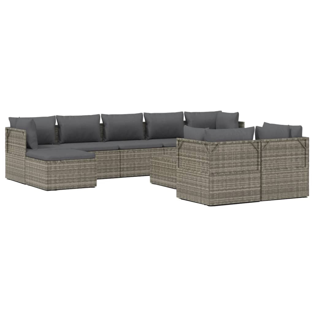 8720845783754_a_en_hd_1 vidaXL 10 Piece Garden Lounge Set with Cushions Grey Poly Rattan - Image 2