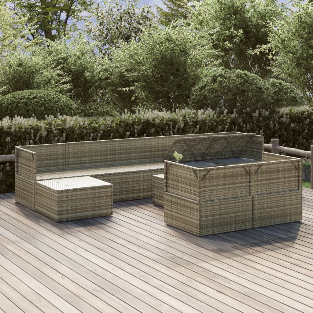 8720845783754_g_en_hd_1 vidaXL 10 Piece Garden Lounge Set with Cushions Grey Poly Rattan - Image 3
