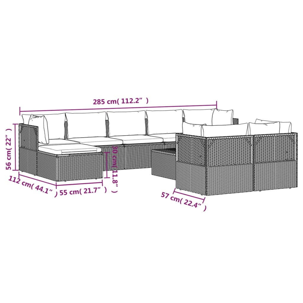 8720845783754_g_en_hd_8 vidaXL 10 Piece Garden Lounge Set with Cushions Grey Poly Rattan - Image 10