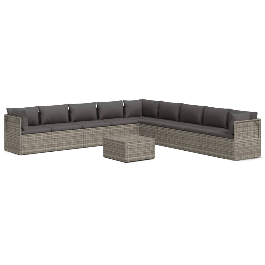 8720845784355_a_en_hd_1 vidaXL 10 Piece Garden Lounge Set with Cushions Grey Poly Rattan - Image 2