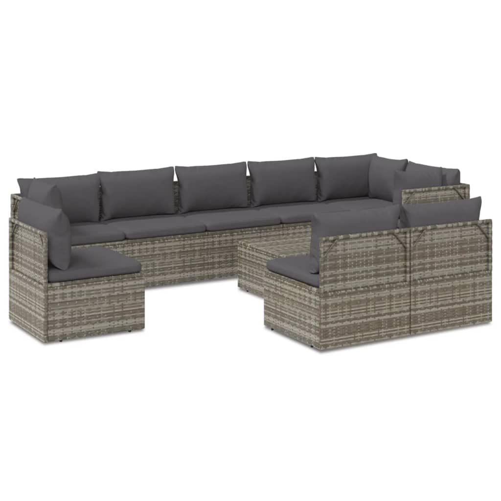8720845784546_a_en_hd_1 vidaXL 10 Piece Garden Lounge Set with Cushions Grey Poly Rattan - Image 2