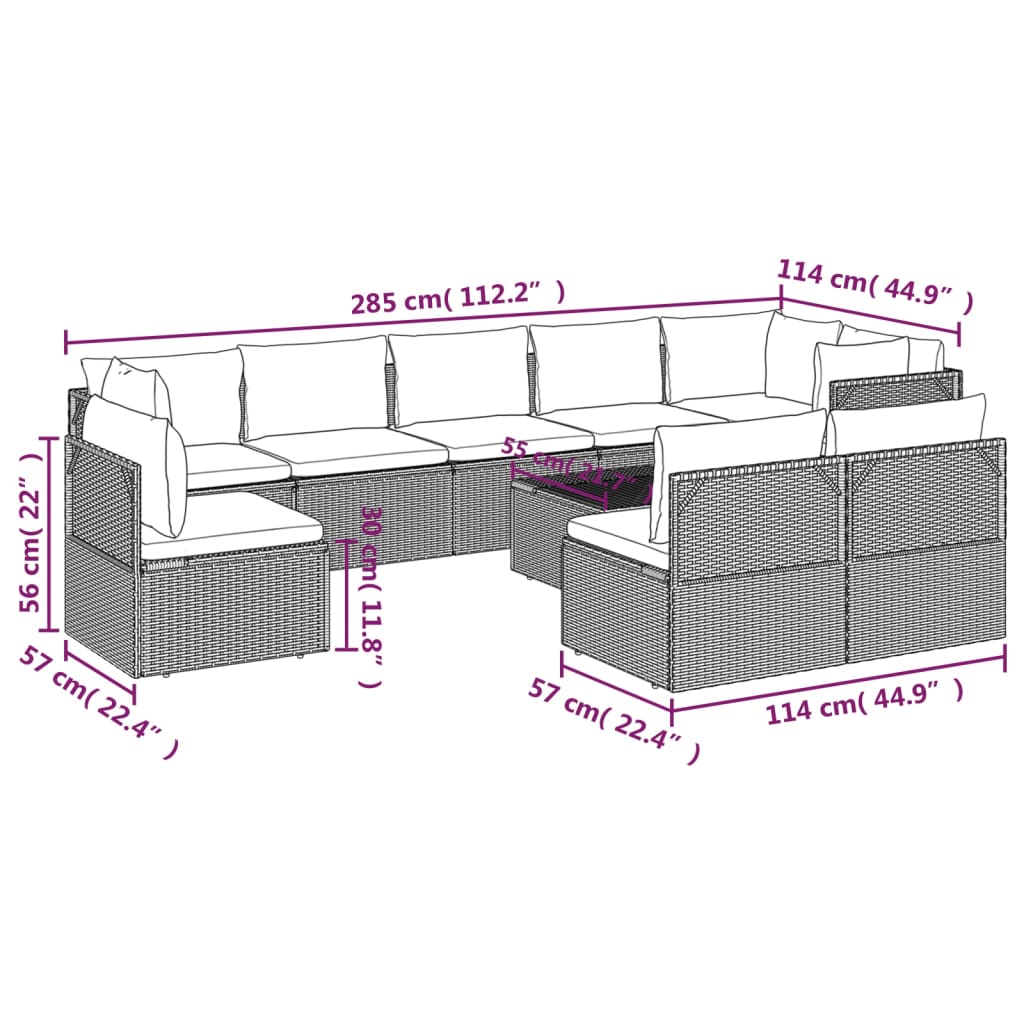 8720845784546_g_en_hd_8 vidaXL 10 Piece Garden Lounge Set with Cushions Grey Poly Rattan - Image 10