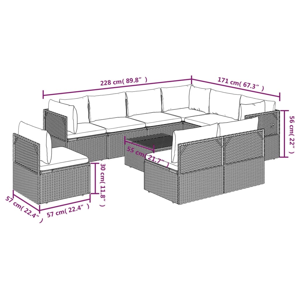8720845784560_g_en_hd_8 vidaXL 10 Piece Garden Lounge Set with Cushions Grey Poly Rattan - Image 10
