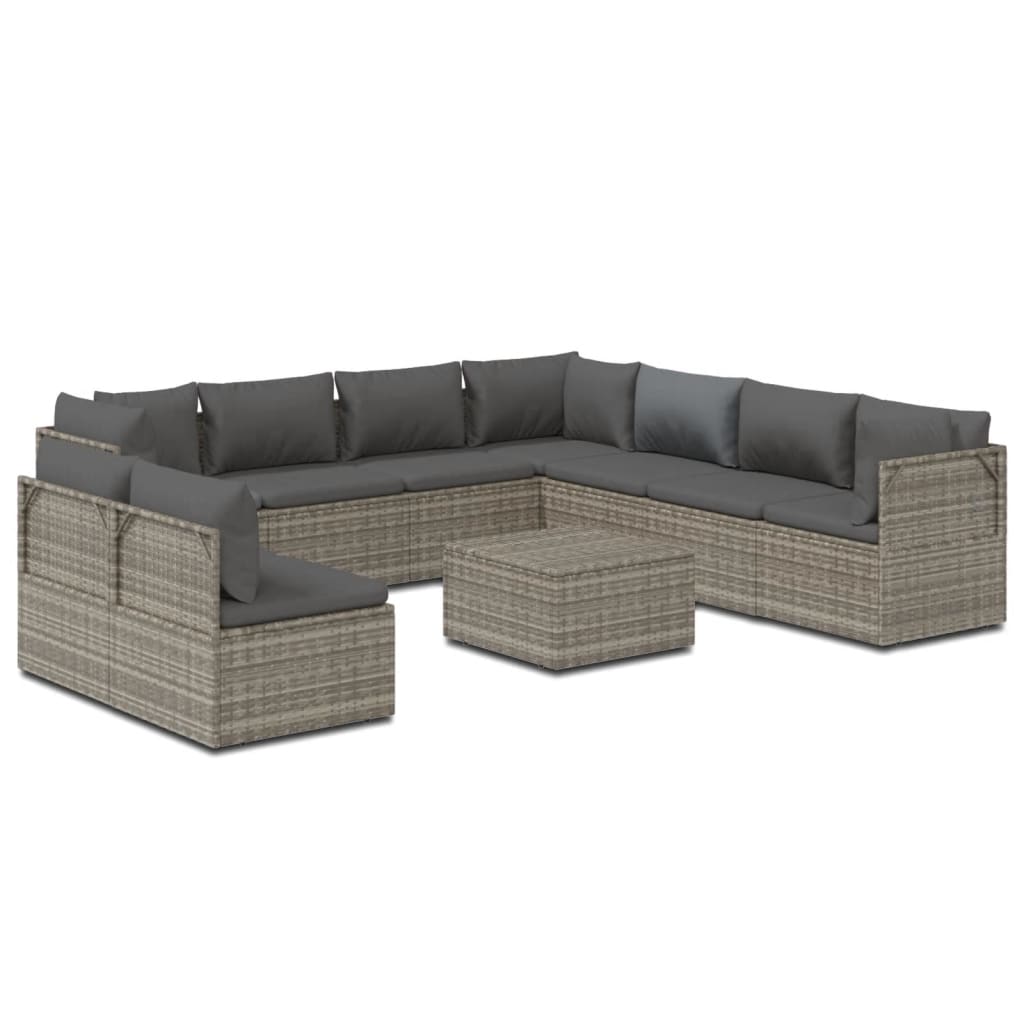 8720845784744_a_en_hd_1 vidaXL 10 Piece Garden Lounge Set with Cushions Grey Poly Rattan - Image 2