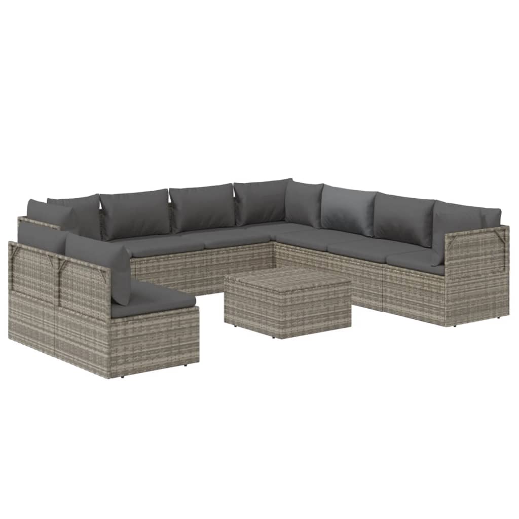 8720845784744_g_en_hd_2 vidaXL 10 Piece Garden Lounge Set with Cushions Grey Poly Rattan - Image 4