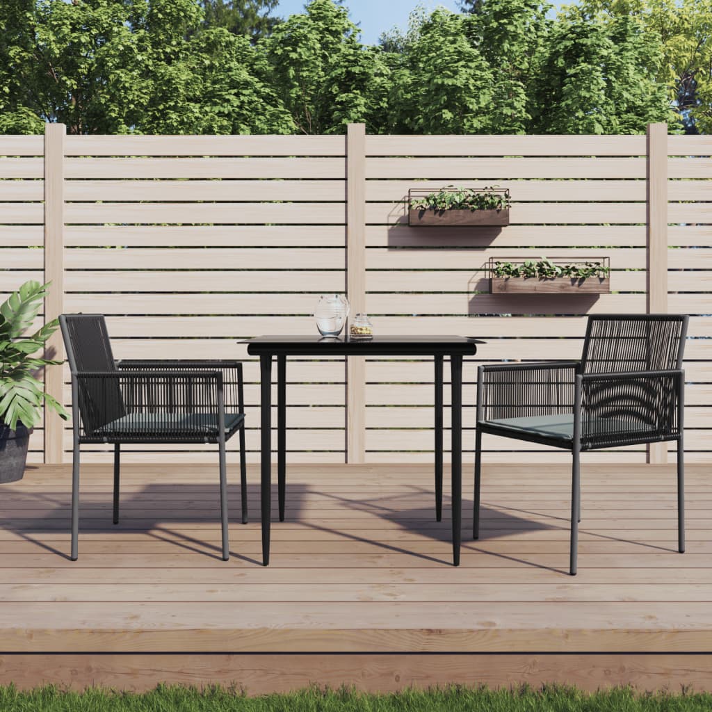 vidaXL Garden Chairs with Cushions 2 pcs Black 54x60.5x83.5 cm Poly Rattan