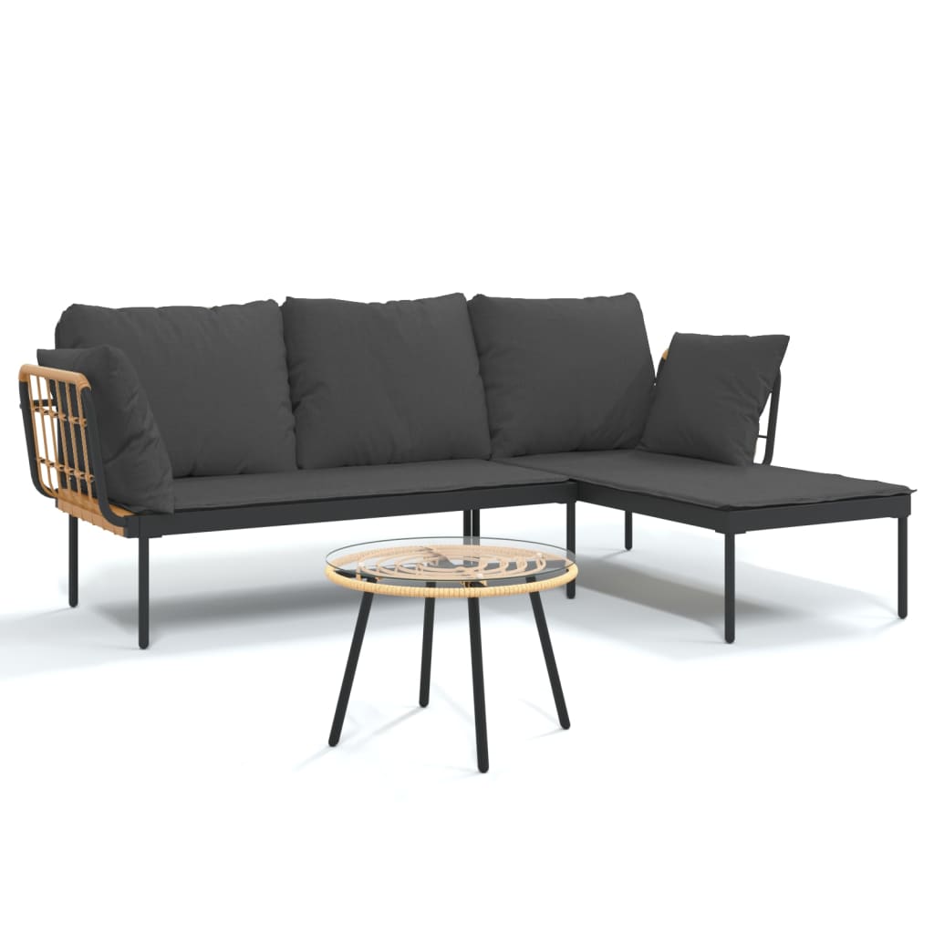 8720845787080_a_en_hd_1 vidaXL 3 Piece Garden Lounge Set with Dark Grey Cushions Poly Rattan - Image 2