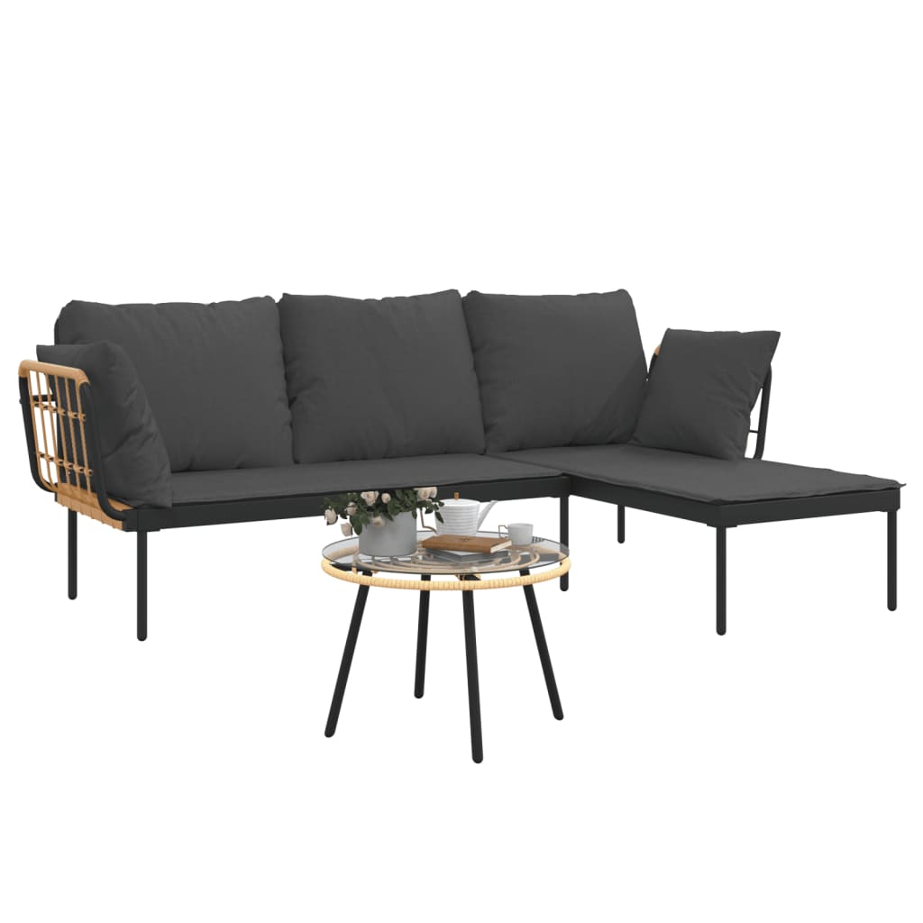 8720845787080_g_en_hd_2 vidaXL 3 Piece Garden Lounge Set with Dark Grey Cushions Poly Rattan - Image 4