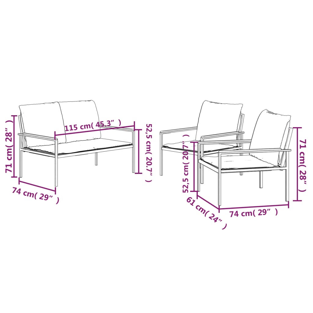 8720845787097_g_en_hd_10 vidaXL 3 Piece Garden Lounge Set with Cushions Anthracite Steel - Image 12