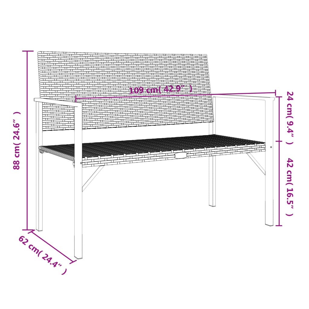 8720845787219_g_en_hd_6 vidaXL 2-Seater Garden Bench Grey Poly Rattan - Image 8