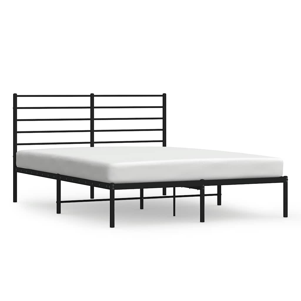 8720845787547_a_en_hd_1 vidaXL Metal Bed Frame without Mattress with Headboard Black 135x190 cm - Image 2