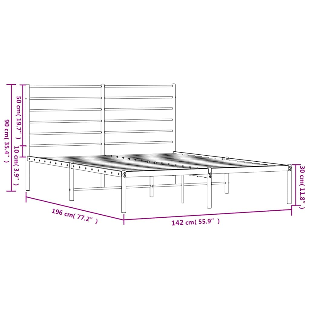 8720845787547_g_en_hd_8 vidaXL Metal Bed Frame without Mattress with Headboard Black 135x190 cm - Image 10