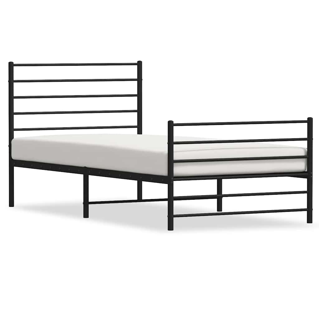 8720845787653_a_en_hd_1 vidaXL Metal Bed Frame without Mattress with Footboard Black 90x190 cm - Image 2
