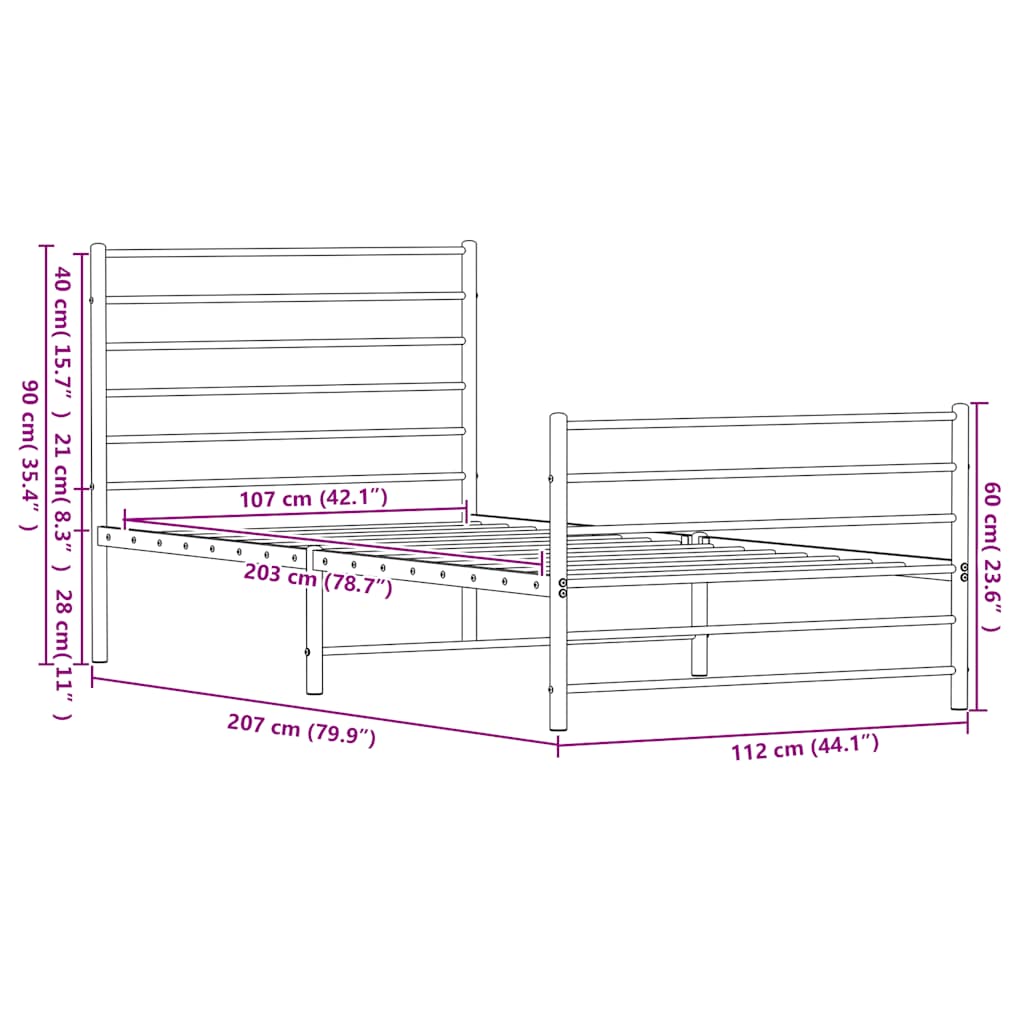 8720845787691_g_en_hd_9 vidaXL Metal Bed Frame without Mattress with Footboard Black 107x203 cm King Single - Image 10