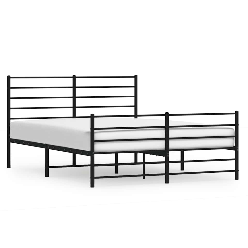8720845787721_a_en_hd_1 vidaXL Metal Bed Frame without Mattress with Footboard Black 135x190 cm - Image 2