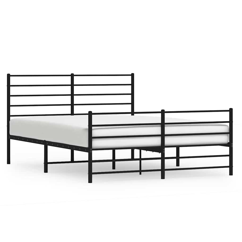 8720845787752_a_en_hd_1 vidaXL Metal Bed Frame without Mattress with Footboard Black 150x200 cm - Image 2