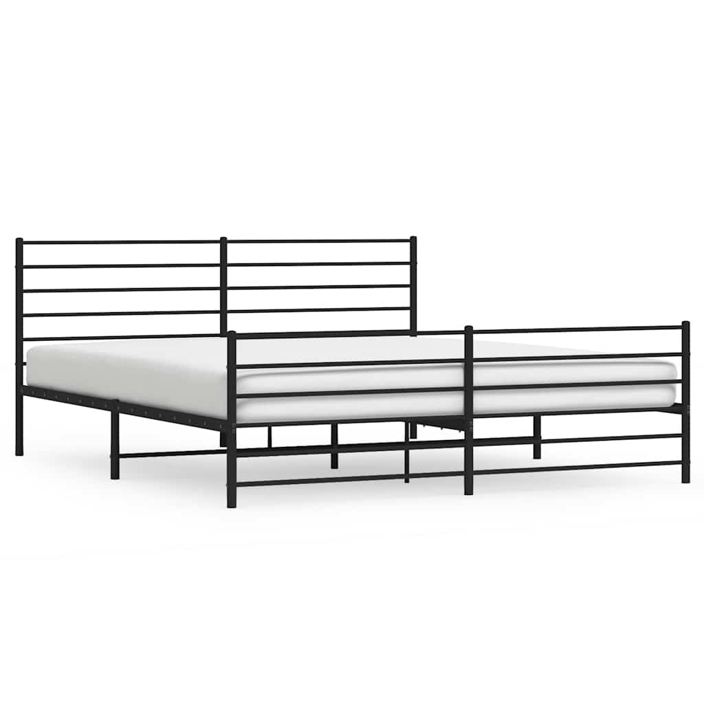 8720845787776_a_en_hd_1 vidaXL Metal Bed Frame without Mattress with Footboard Black 183x203 cm King - Image 2