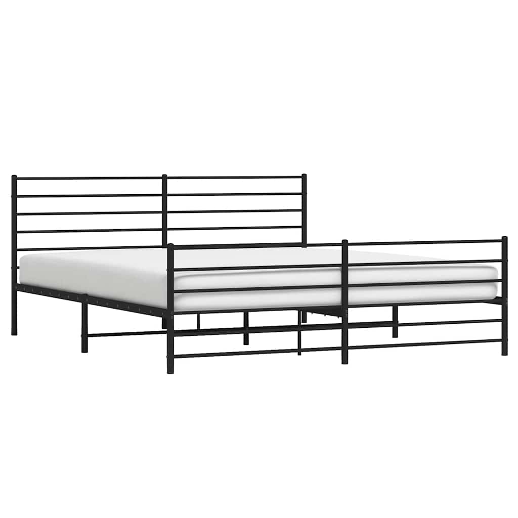 8720845787776_g_en_hd_3 vidaXL Metal Bed Frame without Mattress with Footboard Black 183x203 cm King - Image 5