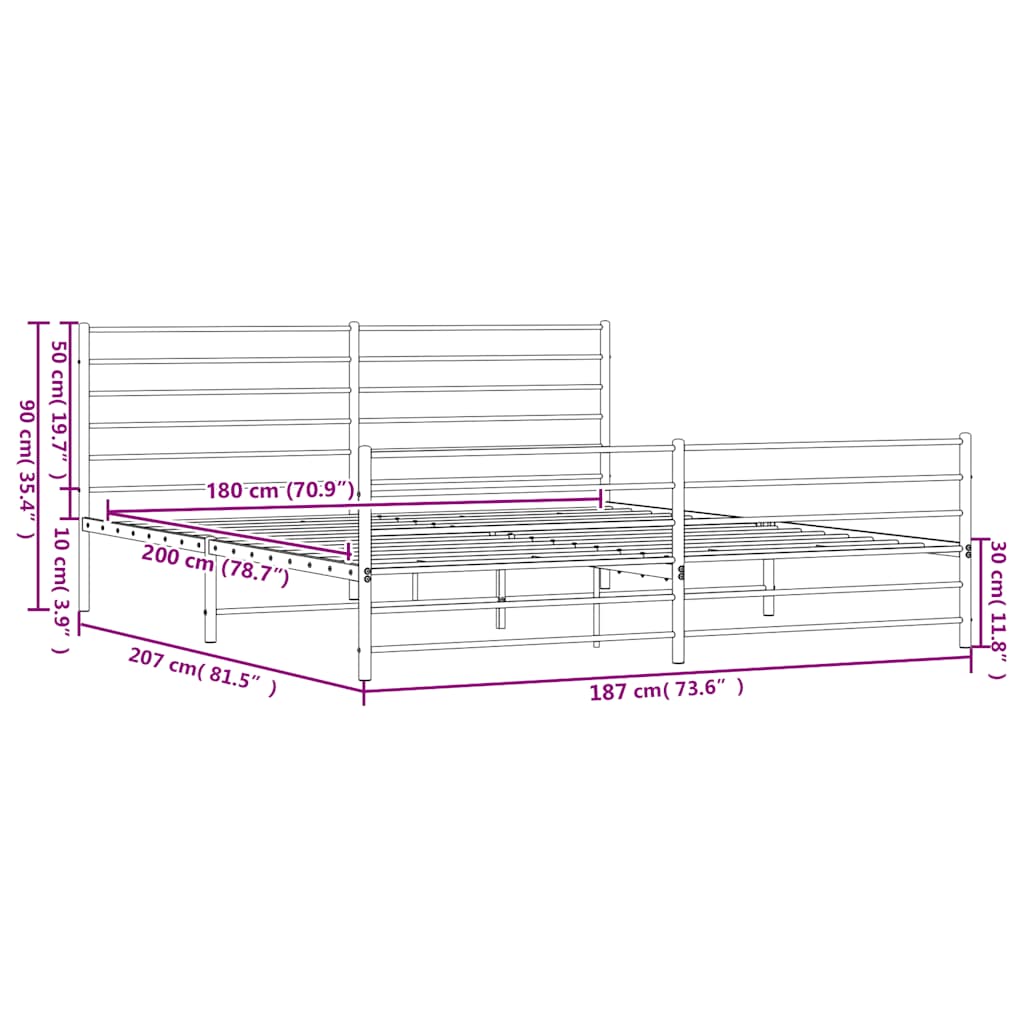 8720845787776_g_en_hd_8 vidaXL Metal Bed Frame without Mattress with Footboard Black 183x203 cm King - Image 10
