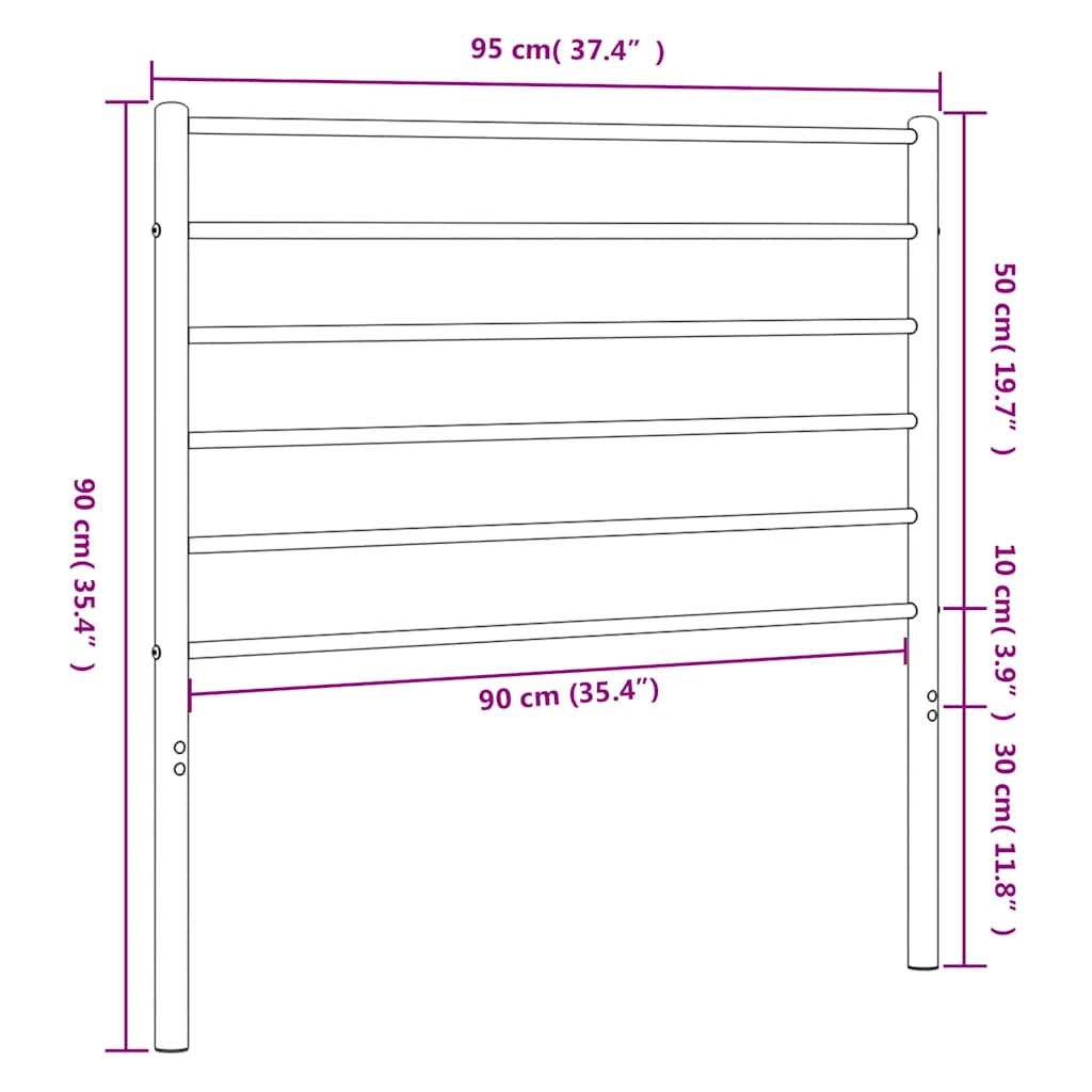 8720845787837_g_en_hd_5 vidaXL Metal Headboard Black 90 cm - Image 7