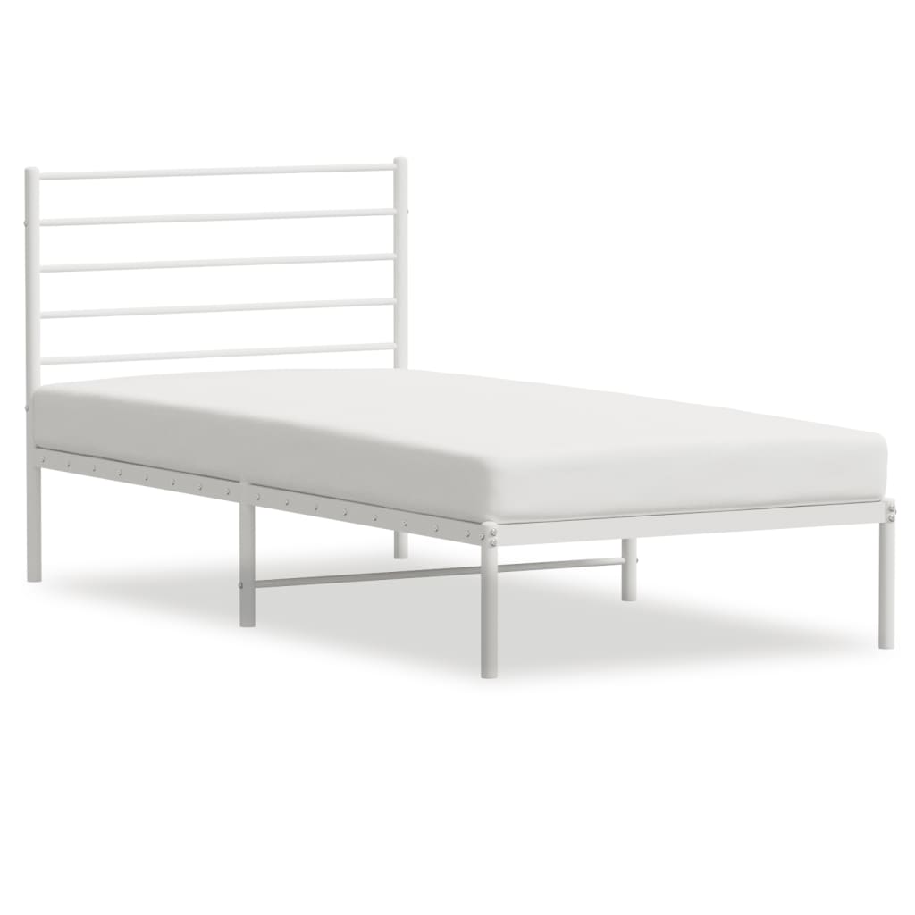 8720845788001_a_en_hd_1 vidaXL Metal Bed Frame without Mattress with Headboard White 107x203 cm King Single - Image 2
