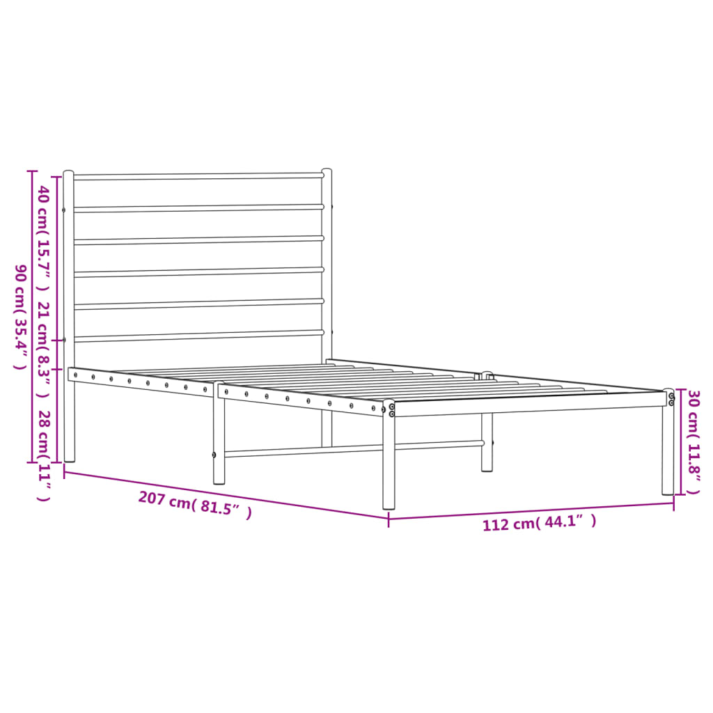 8720845788001_g_en_hd_8 vidaXL Metal Bed Frame without Mattress with Headboard White 107x203 cm King Single - Image 10