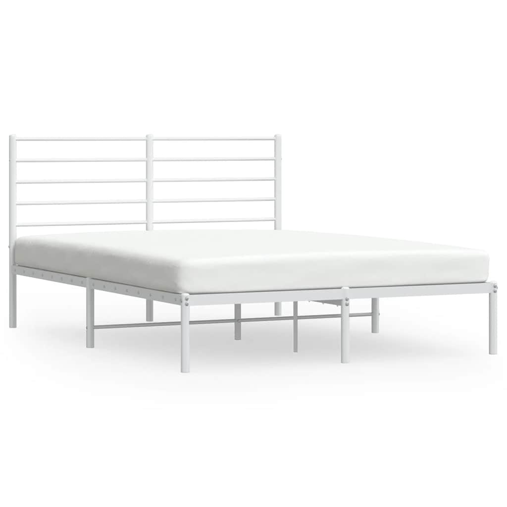 8720845788063_a_en_hd_1 vidaXL Metal Bed Frame without Mattress with Headboard White 150x200 cm - Image 2