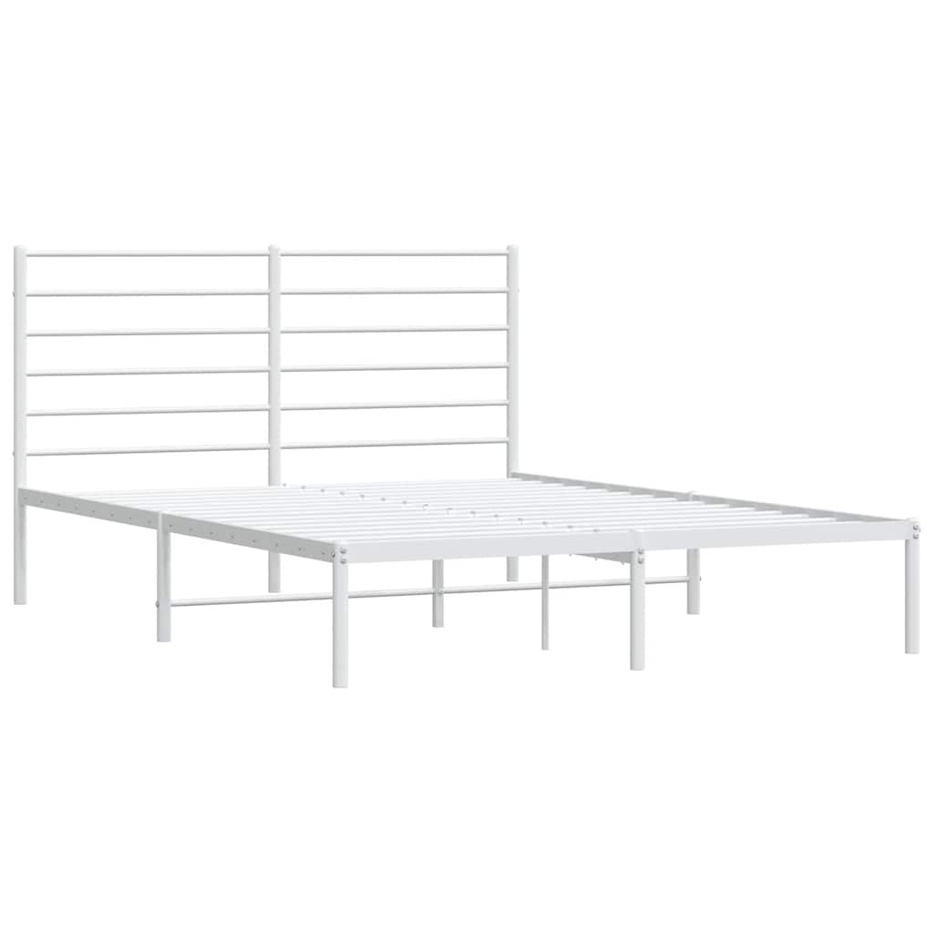 8720845788063_g_en_hd_2 vidaXL Metal Bed Frame without Mattress with Headboard White 150x200 cm - Image 4