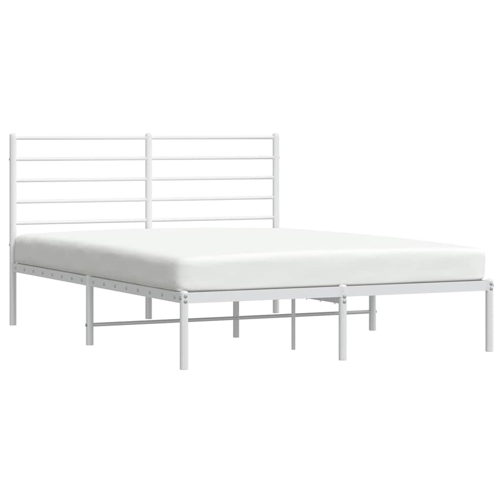 8720845788063_g_en_hd_3 vidaXL Metal Bed Frame without Mattress with Headboard White 150x200 cm - Image 5