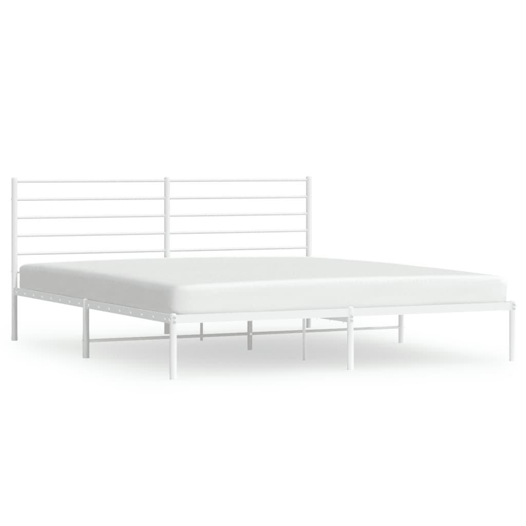 8720845788087_a_en_hd_1 vidaXL Metal Bed Frame without Mattress with Headboard White 183x203 cm King - Image 2