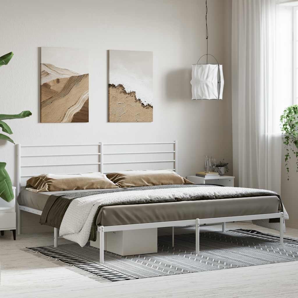 8720845788087_g_en_hd_2 vidaXL Metal Bed Frame without Mattress with Headboard White 183x203 cm King - Image 4