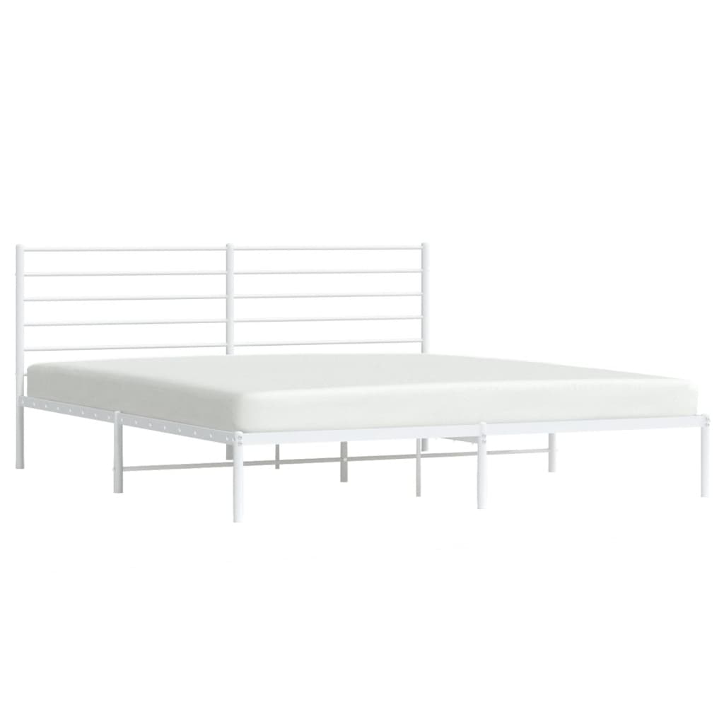 8720845788087_g_en_hd_3 vidaXL Metal Bed Frame without Mattress with Headboard White 183x203 cm King - Image 5